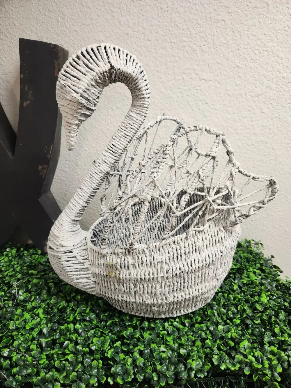 Vintage Wicker Rattan Basket Life Size Beautiful Cottagecore Goose Duck